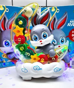 ربات خرگوش ماه سوار چرخ دنده ای حرکتی چراغ خواب 3D