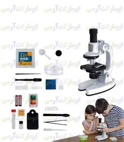 میکروسکوپ اپتیکال 1200 برابر زوم بهمراه تجهیزات و نگهدارنده موبایل