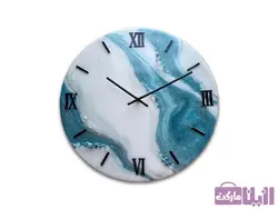 ساعت دیواری رزینی طرح سنگ مرمر آبی - فروشگاه رزین مارکت