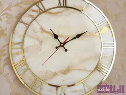 ساعت دیواری رزینی طرح مرمر سفید - فروشگاه رزین مارکت