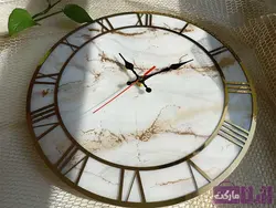 ساعت دیواری رزینی طرح مرمر سفید - فروشگاه رزین مارکت