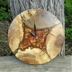 ساعت دیواری ترکیب چوب و رزین کار دست - فروشگاه رزین مارکت