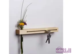 خرید جاکلیدی دیواری چوبی همراه با گلدان - رزین مارکت