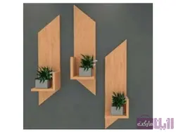 خرید شلف دیواری چوبی طرح ذوزنقه شیک و زیبا - رزین مارکت