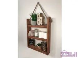 خرید شلف دیواری چوبی طرح ذوزنقه شیک و زیبا - رزین مارکت