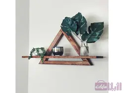خرید شلف دیواری چوبی طرح ذوزنقه شیک و زیبا - رزین مارکت