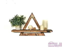 خرید شلف دیواری چوبی طرح ذوزنقه شیک و زیبا - رزین مارکت
