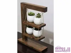 استند گلدان چوبی آویزی - فروشگاه رزین مارکت