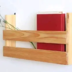 شلف دیواری چوبی دکوری با رنگ طبیعی چوب - فروشگاه رزین مارکت