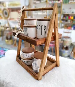استند چوبی جا ادویه - قهوای روشن ا Wooden stand for spices - فروشگاه رزین مارکت