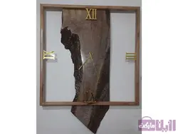 ساعت روستیک کد ۰۲۲ ساخته شده با چوب چنار و گردو - فروشگاه رزین مارکت