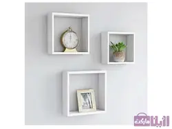 شلف دیواری سفید رنگ مربع (بسته ۳ عددی) - فروشگاه رزین مارکت