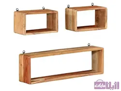 شلف دیواری چوبی بسته ۳ عددی لبه گرد - فروشگاه رزین مارکت