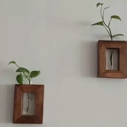 استند گلدان چوبی دیواری چوب روس رنگ قهوه ای - فروشگاه رزین مارکت