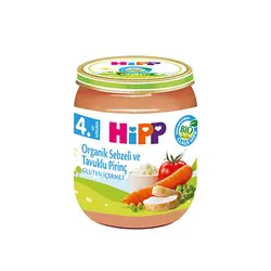 پوره ارگانیک هیپ مخلوط برنج و سبزیجات با عصاره مرغ وزن 125 گرم - فروشگاه تخفیفی فینیش