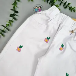 شلوار جین سفید گلدوزی