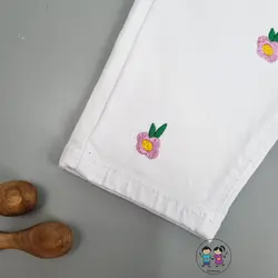 شلوار جین سفید گلدوزی