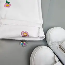 شلوار جین سفید گلدوزی