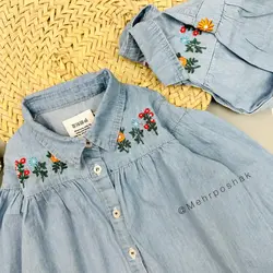 شومیز جین گلدوزی دخترانه