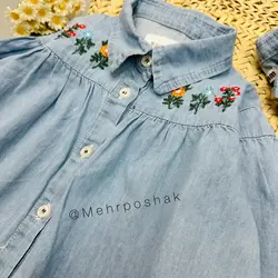 شومیز جین گلدوزی دخترانه