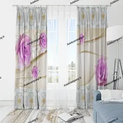 پرده طرح گل سه بعدی