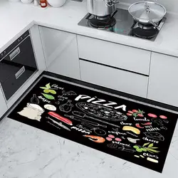 فرشینه آشپزخانه طرح مواد پیتزا زمینه مشکی