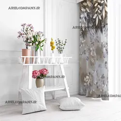 پرده چاپی طرح انتزاعی برگ و با رنگ ترکیبی