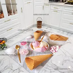 فرشینه آشپزخانه طرح بستنی سفید صورتی طلایی