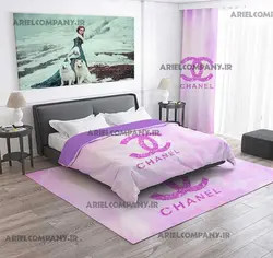 ست فرشینه پرده و روتختی چنل (شانل) رنگ بنفش