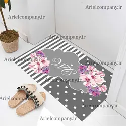 پادری ست حمام و دستشویی زمینه طوسی سفید