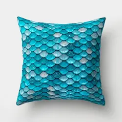 کوسن چاپی طرح پولک آبی