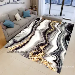 خرید فرشینه فانتزی طرح موج طلایی مشکی