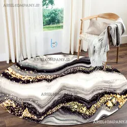 خرید فرشینه فانتزی طرح موج طلایی مشکی