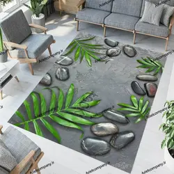 فرشینه طرح برگ و سنگ سه بعدی