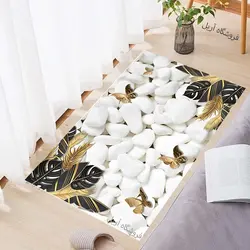 فرشینه برگ طلایی مشکی زمینه سنگی