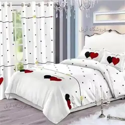 ست روتختی پرده فرشینه طرح قلبی