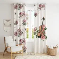پرده طرح گل و ویولن