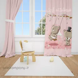 پرده طرح کودک دو خرس تاب سوار