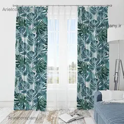 مدل پرده پذیرایی طرح برگ های سبز