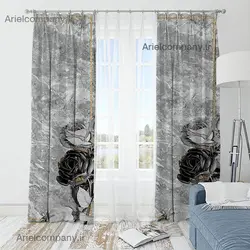 مدل پرده پذیرایی مرمر با گل نقره ای