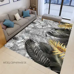 فرشینه پذیرایی طرح برگ با زمینه سنگ مرمر