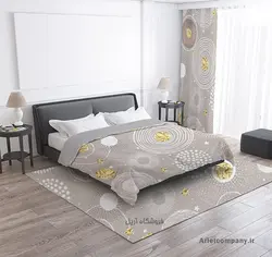 ست اتاق خواب طرح دایره های سفید طلایی
