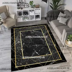 فرشینه فانتزی طرح سنگ مشکی با کادر طلایی نامنظم