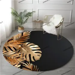 فرشینه فانتزی گرد برگ طلایی