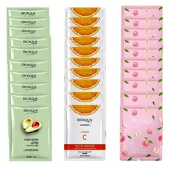 ماسک صورت بایو آکوا مدل BIO وزن 25 گرم بسته 30 عددی (هلو،ویتامین سی،آواکادو) - وانسی پلاس