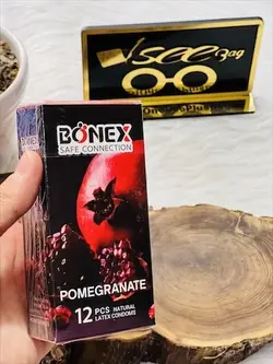 کاندوم انار بونکس Bonex Pomegranate Condom مجموعه 12 عددی - وانسی پلاس