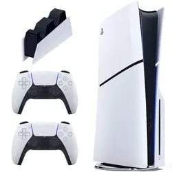 کنسول بازی سونی مدل PlayStation 5 Slim ظرفیت یک ترابایت به همراه دسته اضافی و پایه شارژر |