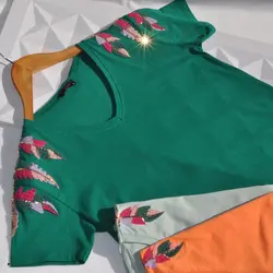 تیشرت زنانه سرشانه گلدوزی ترک کد 110