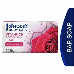 صابون ۱۲۵گرم جانسون همراه با عصاره گلاب – صابون آرام بخش غنی از ویتامین – Johnson body care vita-rich