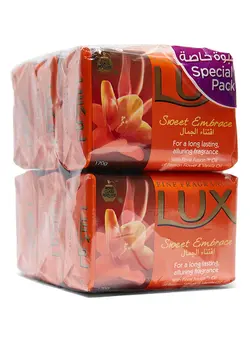 صابون لوکس ۱۷۰ گرم با ترکیب روغن گل شور و روغن وانیل – باکس ۶ عددی – Lux Sweet embrace soap